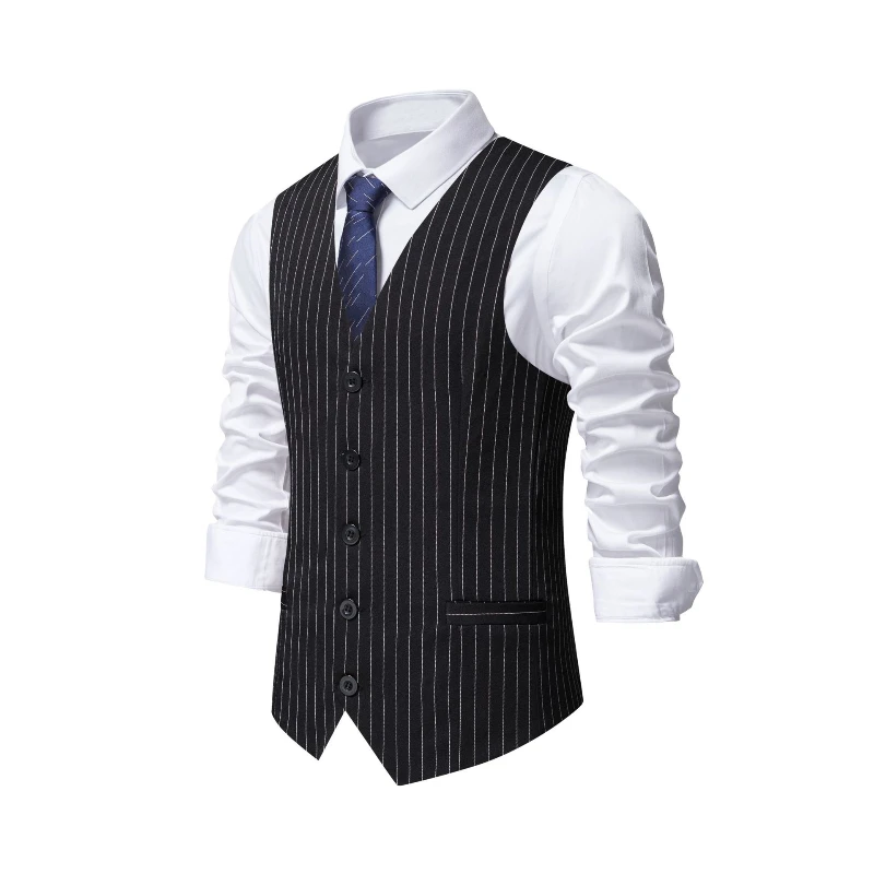 2026 New Red Striped Suit Vest - Khaki Formal Wear Men ulasan dan harga