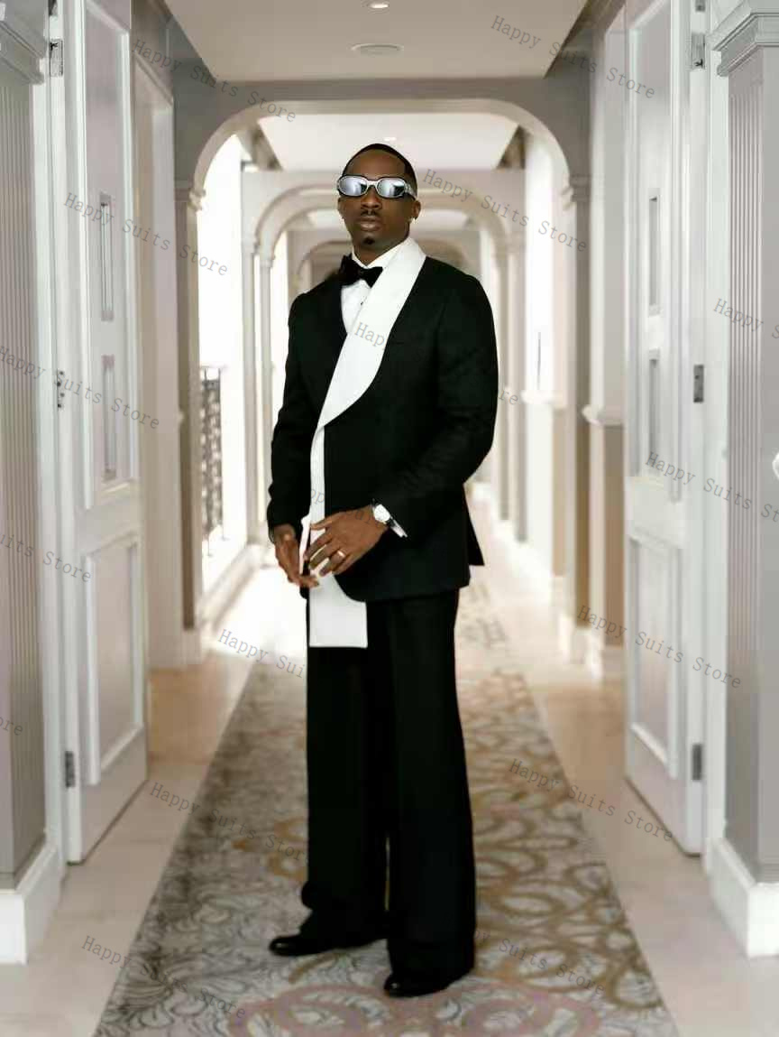 Black White Men Suit Set 2 Pcs - Men Formal Wear With Coat ulasan dan harga
