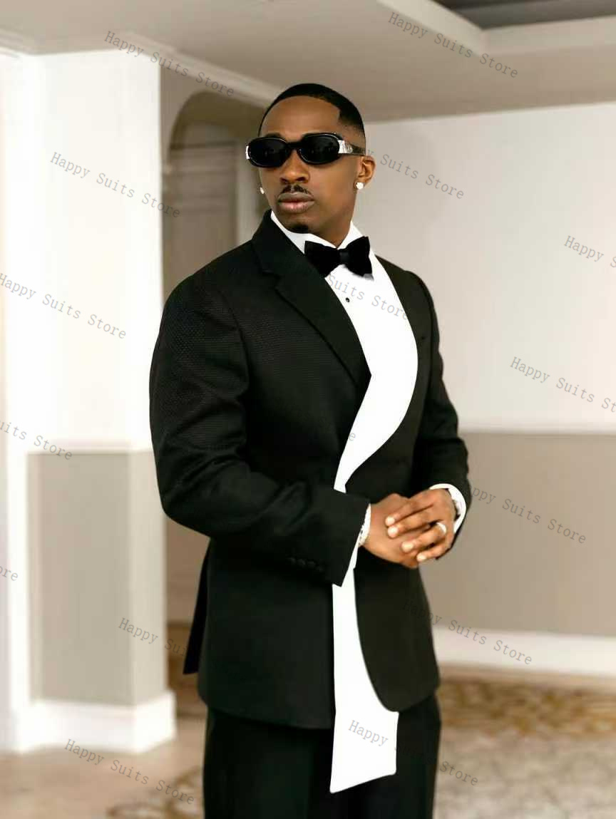 Black White Men Suit Set 2 Pcs - Men Formal Wear With Coat ulasan dan harga