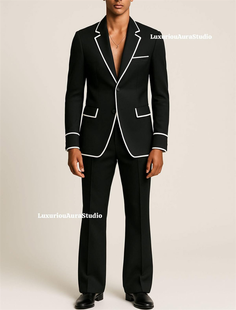 Designer Black Men Suit Set 2  - Men Formal Wear With Coat ulasan dan harga