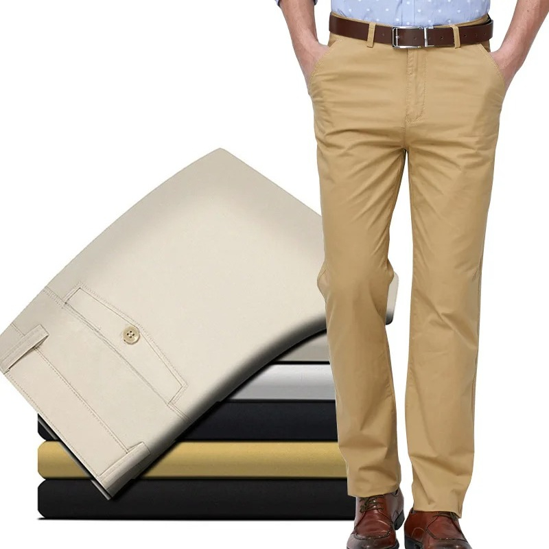 100 Cotton Men's Casual Pant S - Khaki Formal Wear Men ulasan dan harga