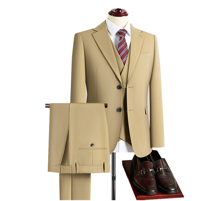 Men's Khaki 3-Piece Slim Fit B - Khaki Formal Wear Men ulasan dan harga