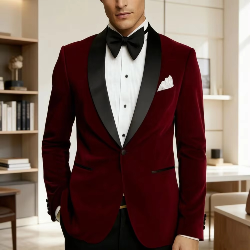 Men Velvet Slim Fit Suits 1 Pi - Formal Men Party Wear Jacket ulasan dan harga