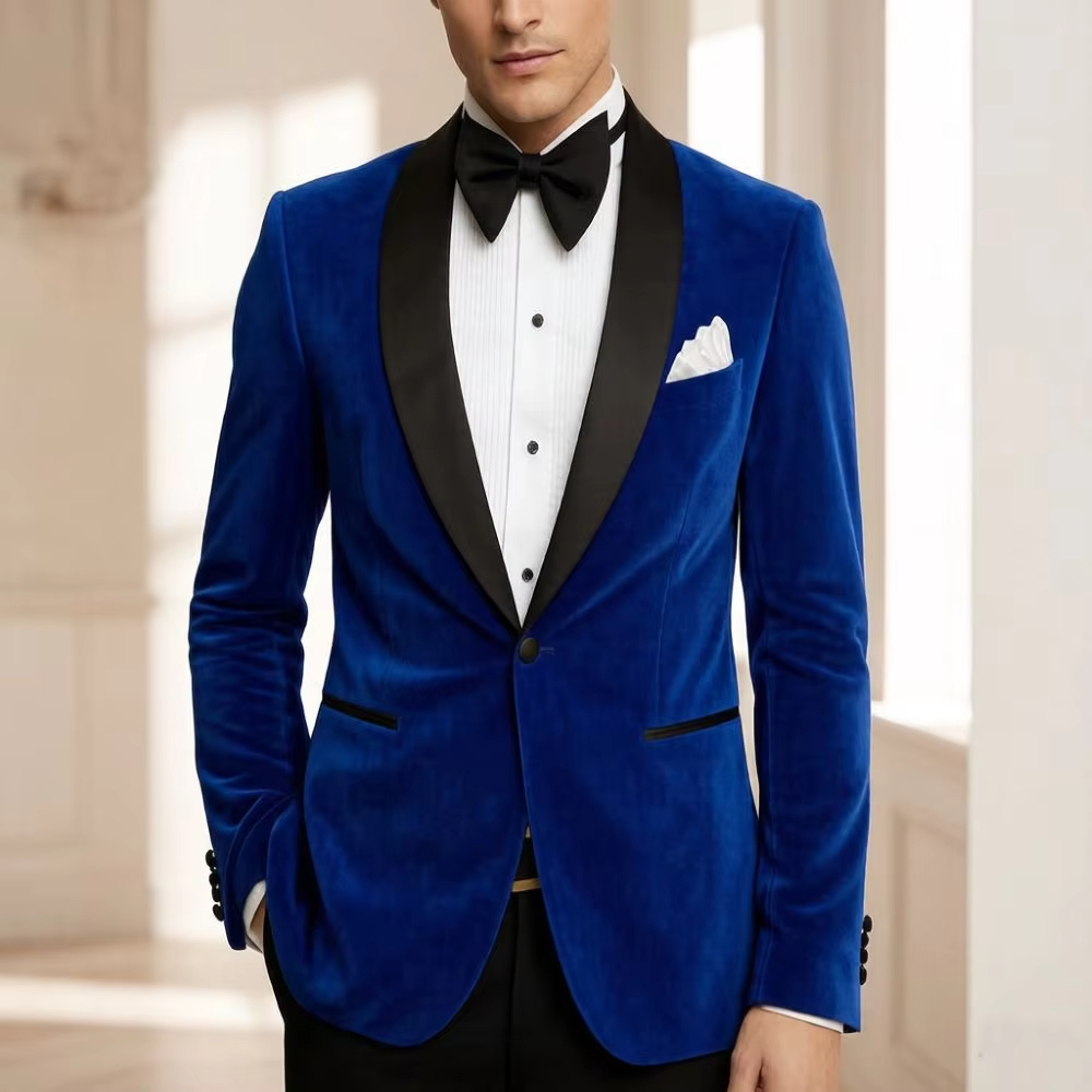 Men Velvet Slim Fit Suits 1 Pi - Formal Men Party Wear Jacket ulasan dan harga