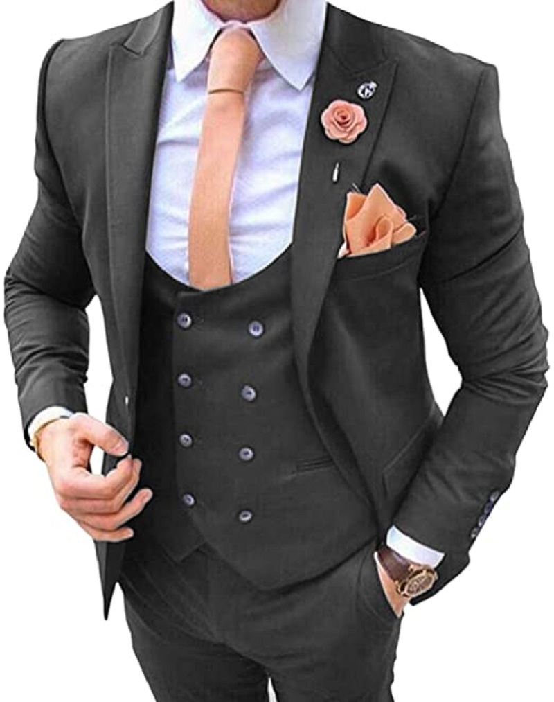 Navy Blue Men's Suits 3 Pcs Co - Formal Men Party Wear Jacket ulasan dan harga