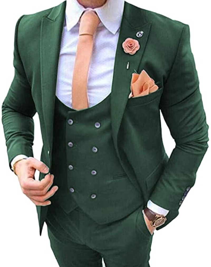 Navy Blue Men's Suits 3 Pcs Co - Formal Men Party Wear Jacket ulasan dan harga