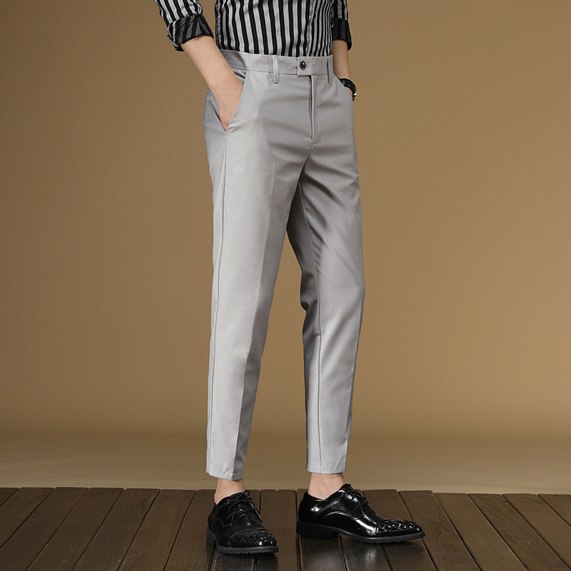 Summer Suit Pants Men Red Blac - Khaki Formal Wear Men ulasan dan harga