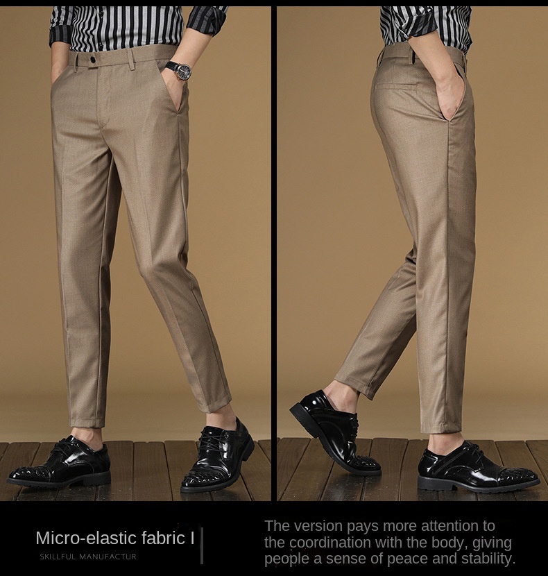 Summer Suit Pants Men Red Blac - Khaki Formal Wear Men ulasan dan harga