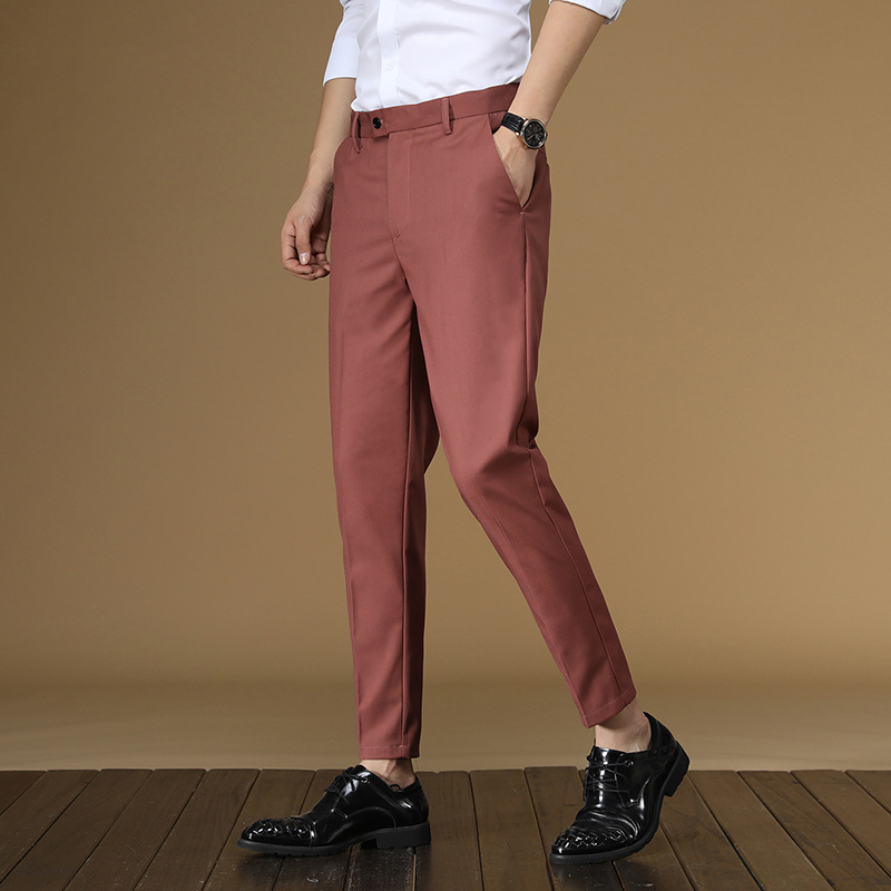 Summer Suit Pants Men Red Blac - Khaki Formal Wear Men ulasan dan harga