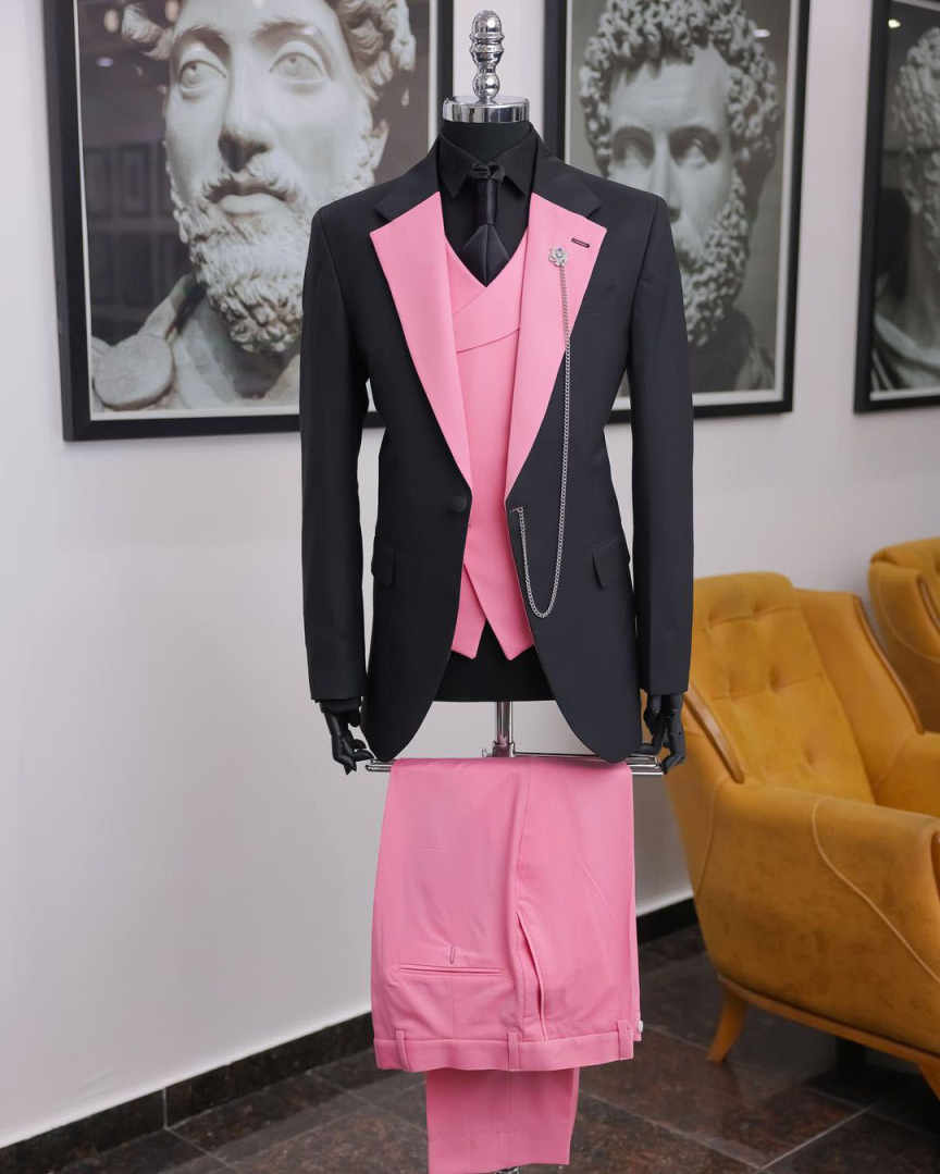 Luxury Black Pink Men Tuxedo S - Men Formal Wear Shop ulasan dan harga