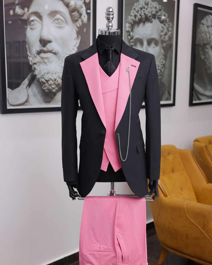 Luxury Black Pink Men Tuxedo S - Men Formal Wear Shop ulasan dan harga