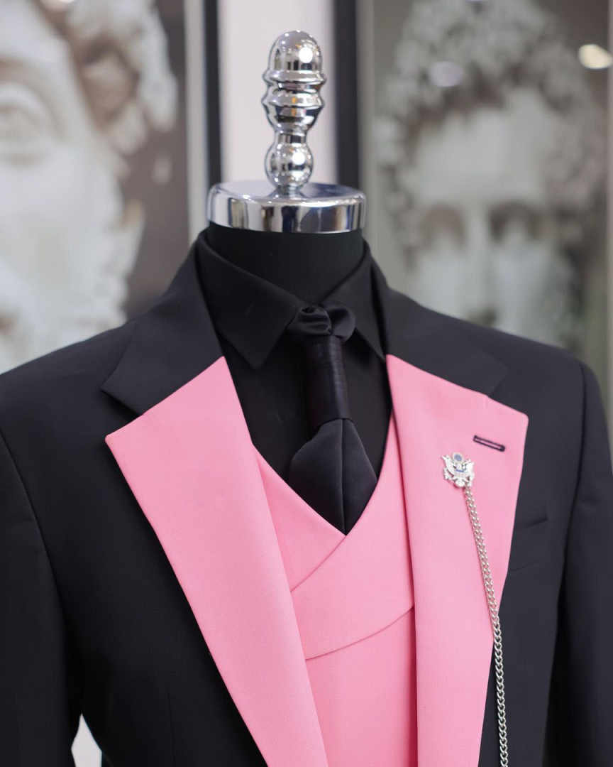 Luxury Black Pink Men Tuxedo S - Men Formal Wear Shop ulasan dan harga