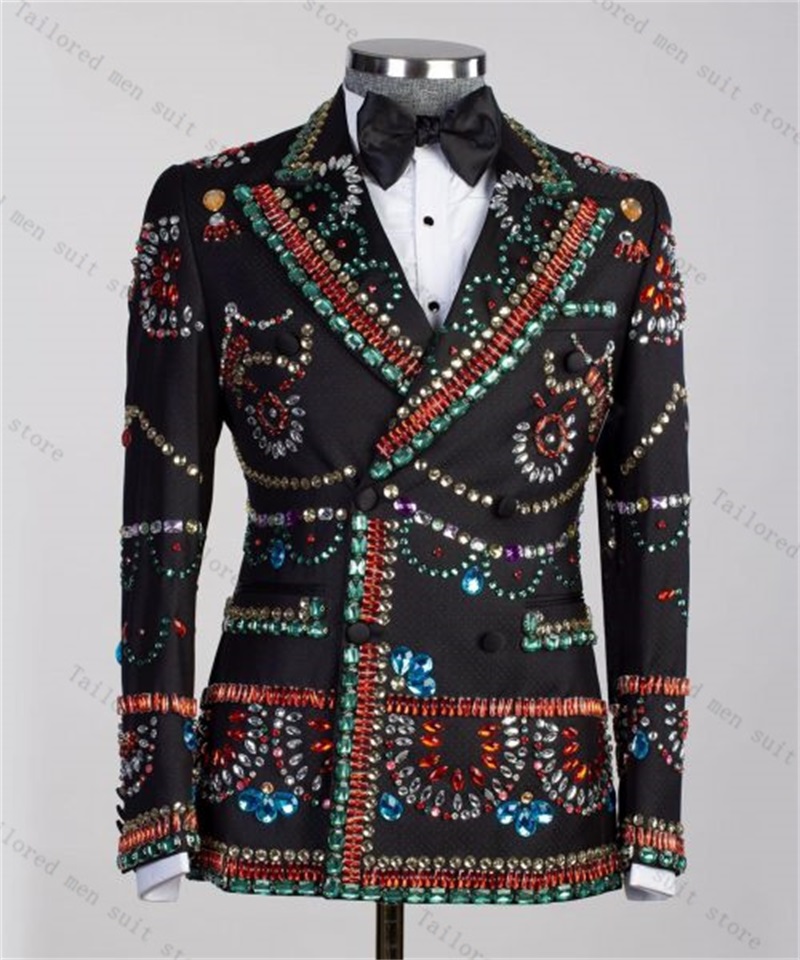 Crystals Men Suit Set 2 Pieces - Men Formal Wear With Coat ulasan dan harga