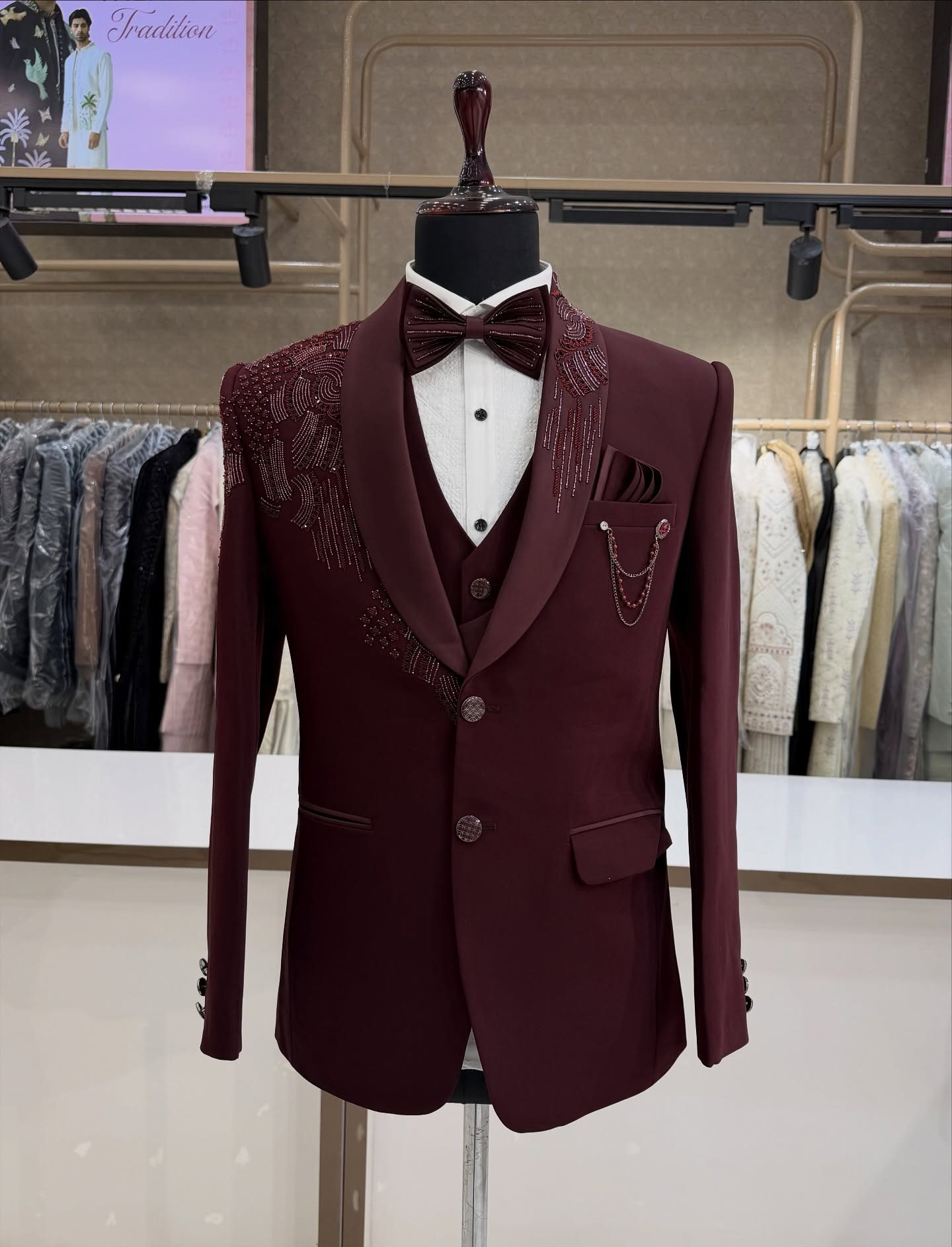 3 Pieces Groom Wedding Tuxedos - Men Formal Wear Modern ulasan dan harga