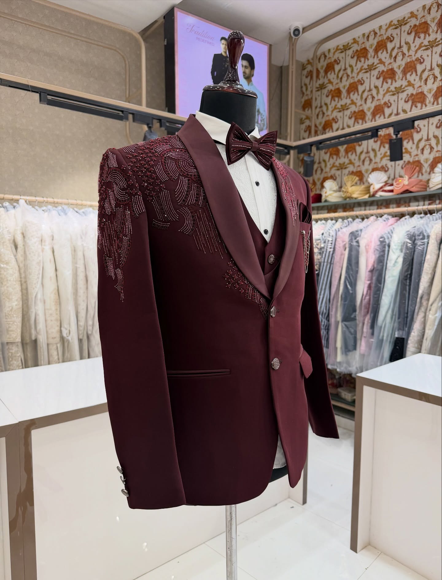 3 Pieces Groom Wedding Tuxedos - Men Formal Wear Modern ulasan dan harga