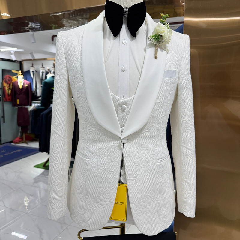Men Wedding Suit White 3 Piece - Formal Men Party Wear Jacket ulasan dan harga