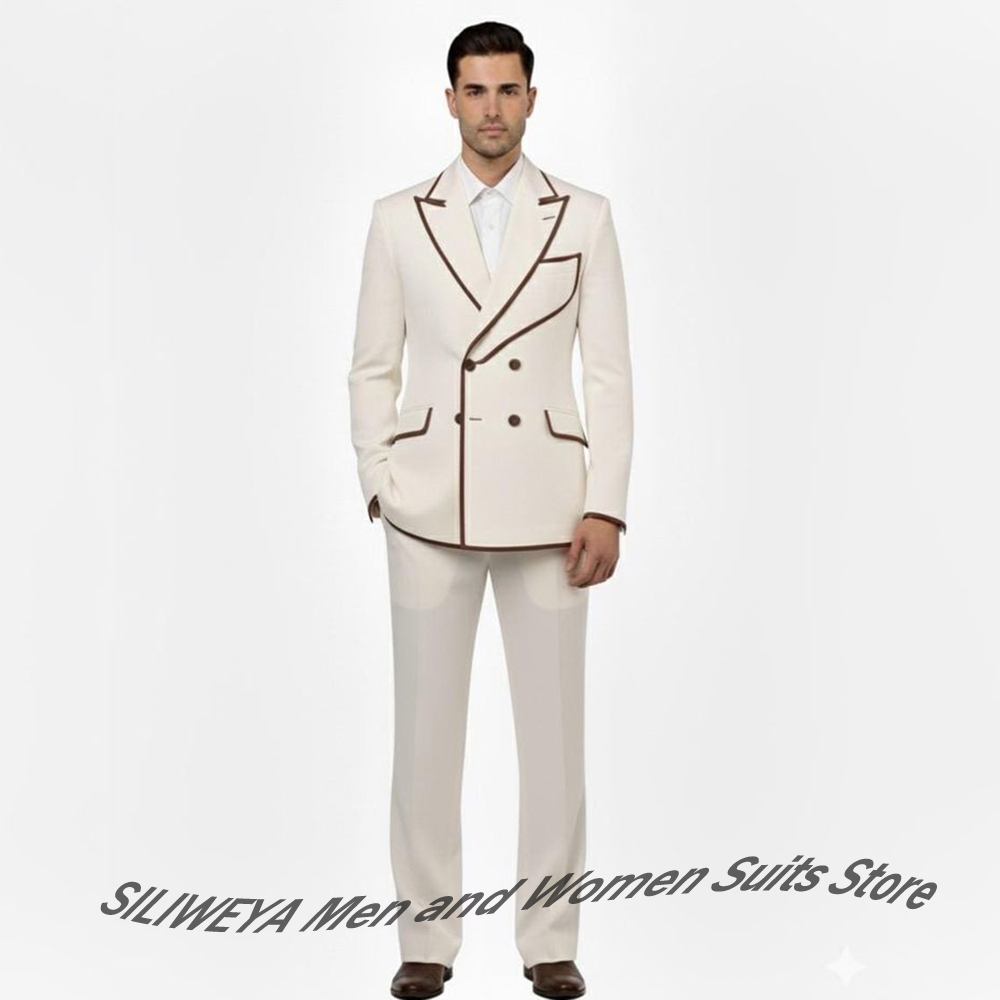 Stylish Men's Double-Breasted  - Men Formal Wear Brown ulasan dan harga