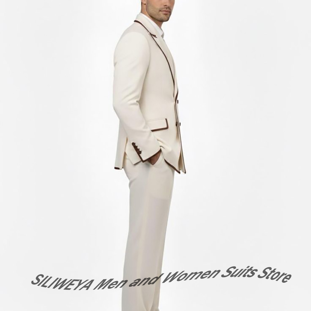 Stylish Men's Double-Breasted  - Men Formal Wear Brown ulasan dan harga