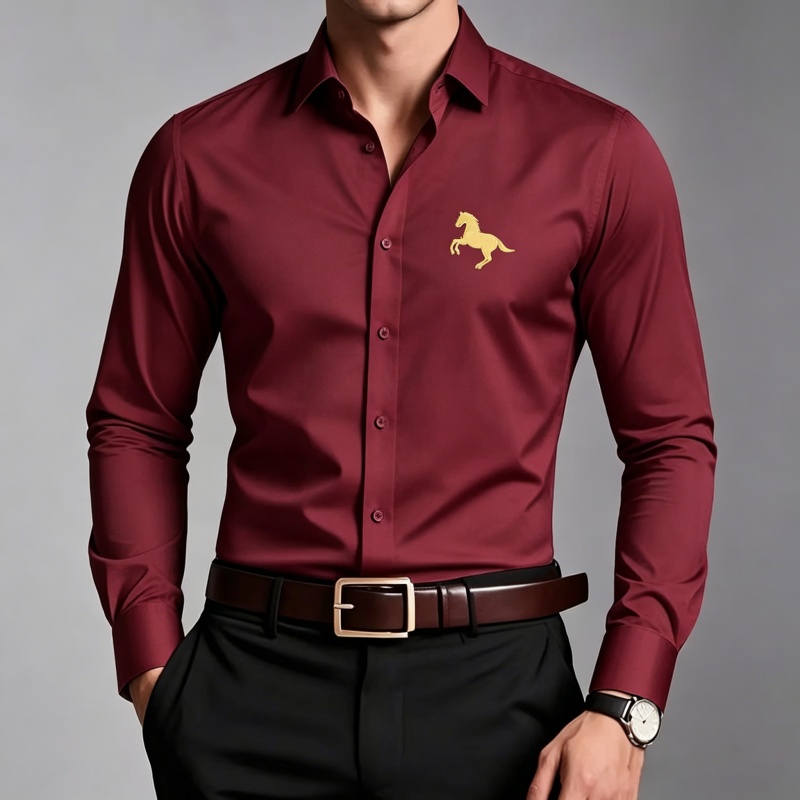 Elegant Golden Horse Logo Prin - Men Formal Wear Shop ulasan dan harga