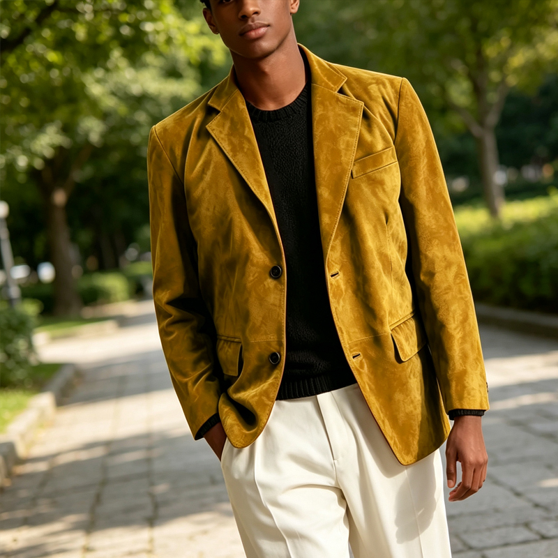 Retro Men Faux Suede Blazer No - Men Formal Wear With Coat ulasan dan harga