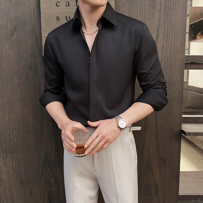 Men's White Long-Sleeve Dress  - Men Formal Wear Modern ulasan dan harga
