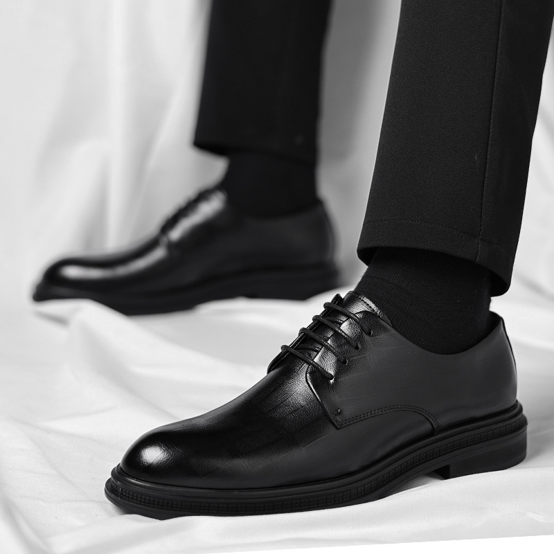 Mens Black Textured Leather Po - Men Formal Wear All Black ulasan dan harga