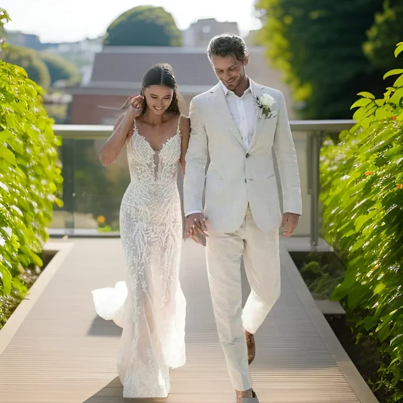 Linen Wedding Tuxedo For Men S - Men Formal Wear Modern ulasan dan harga