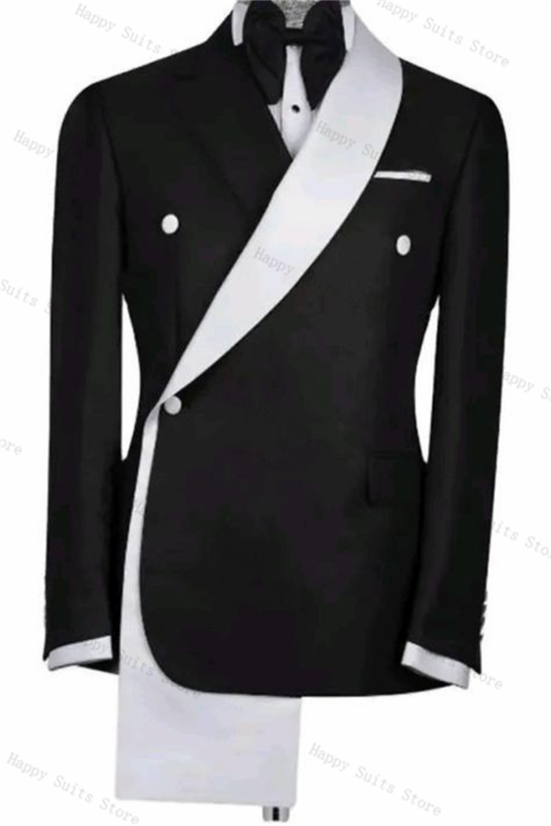 Black White Men Suit Set 2 Pie - Men Formal Wear With Coat ulasan dan harga