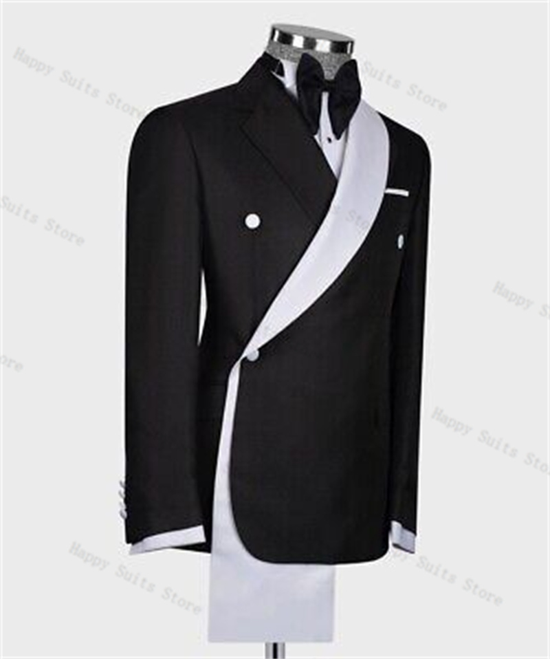Black White Men Suit Set 2 Pie - Men Formal Wear With Coat ulasan dan harga