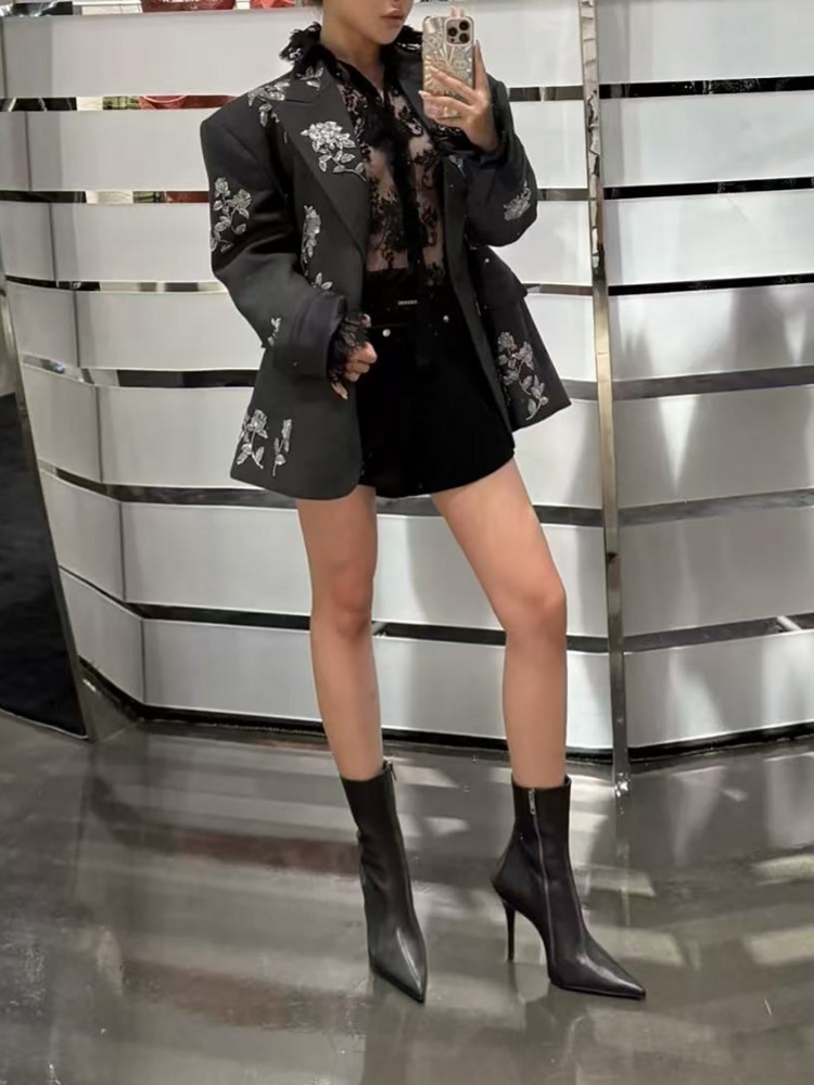 High Quality Women Gray Loose  - Wool Suit Jacket ulasan dan harga