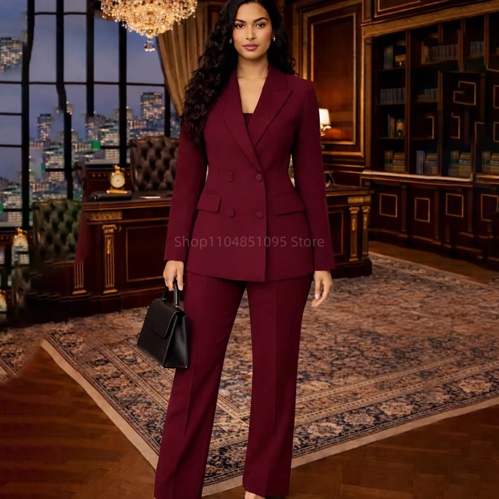 Fashion Chic Burgundy Suits fo - Wool Suit Jacket ulasan dan harga