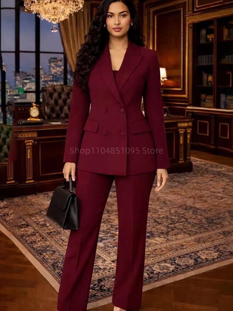 Fashion Chic Burgundy Suits fo - Wool Suit Jacket ulasan dan harga