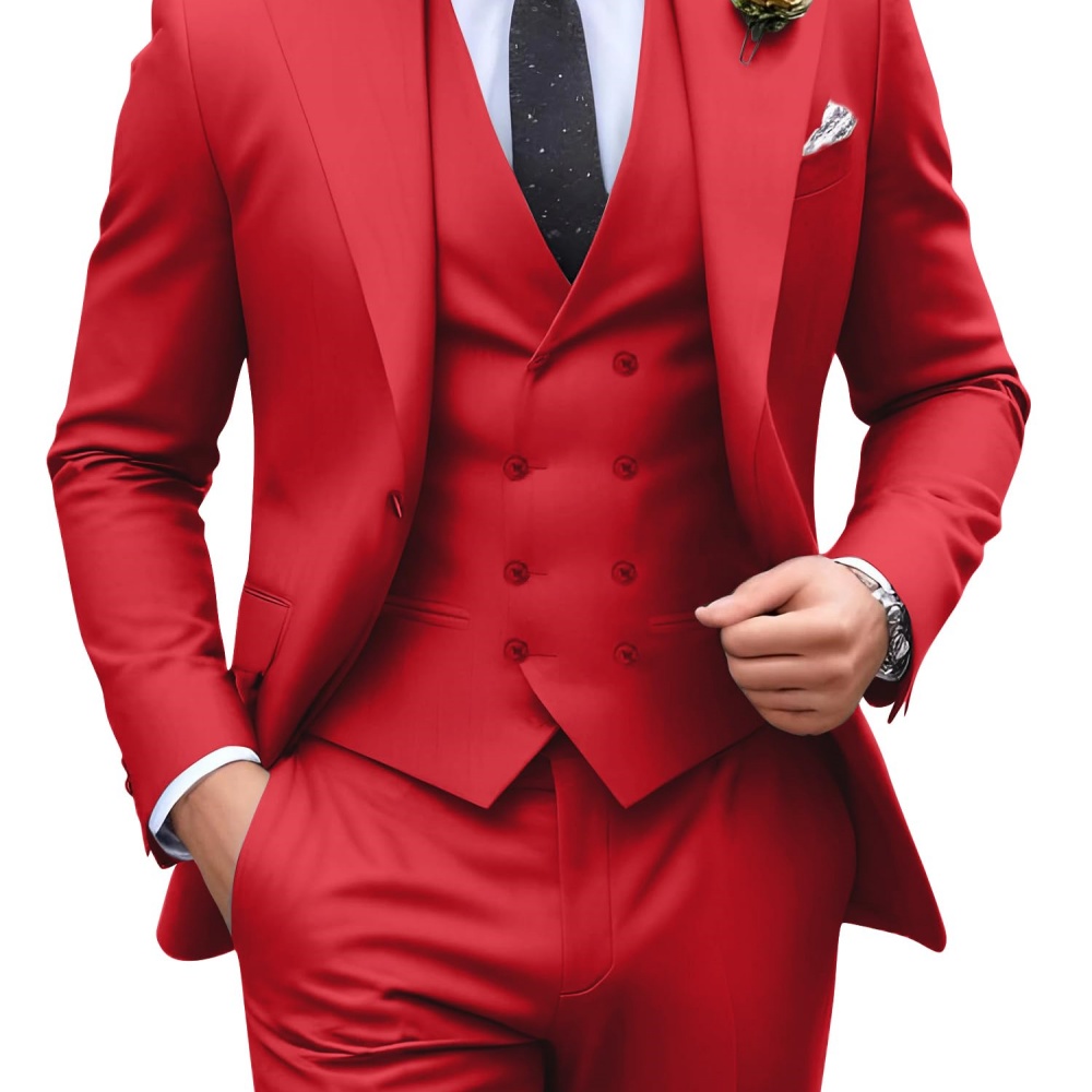 3 Pieces Solid Color Men Suits - Formal Men Party Wear Jacket ulasan dan harga