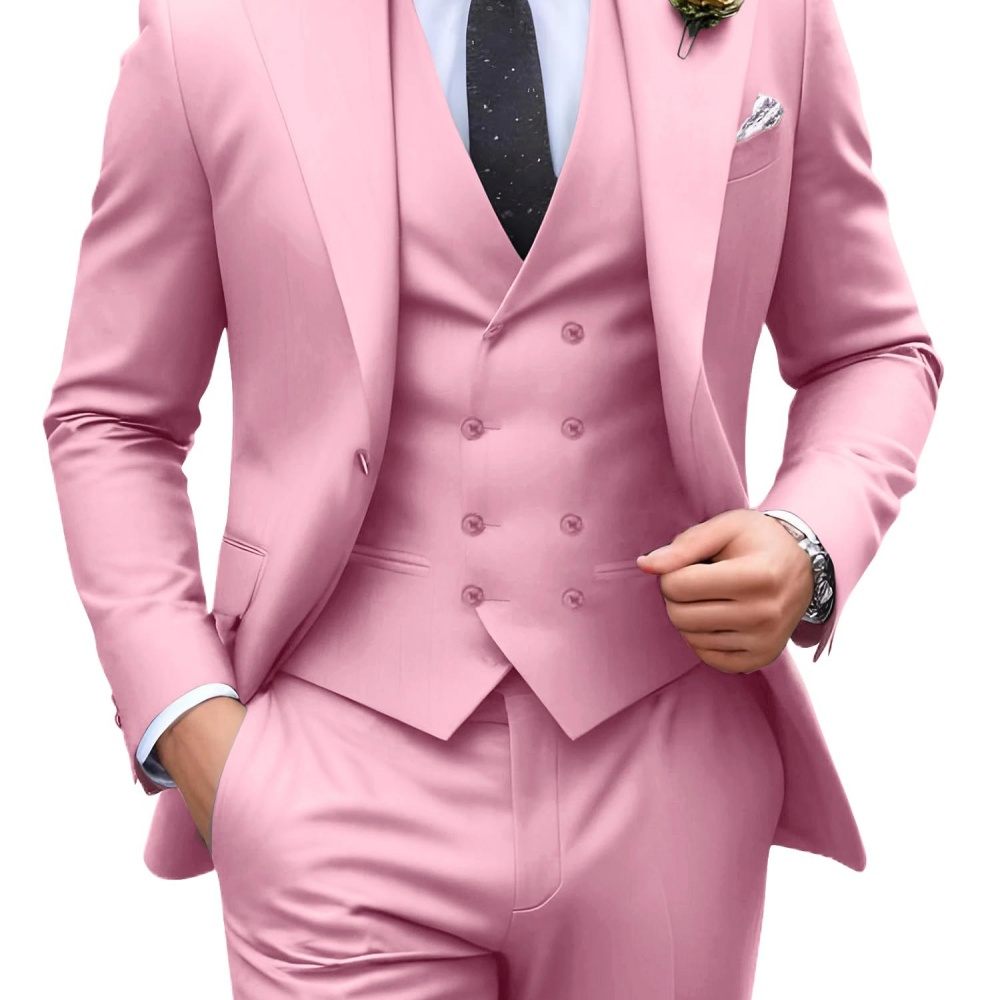 3 Pieces Solid Color Men Suits - Formal Men Party Wear Jacket ulasan dan harga