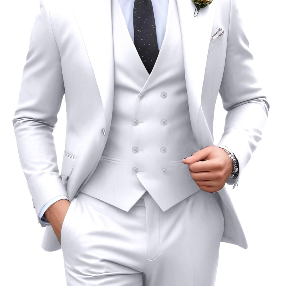 3 Pieces Solid Color Men Suits - Formal Men Party Wear Jacket ulasan dan harga