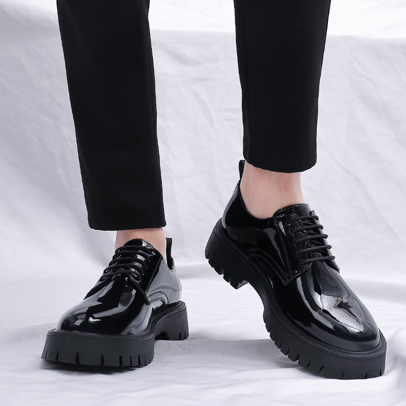 Mens Black Patent Leather Lace - Men Formal Wear All Black ulasan dan harga
