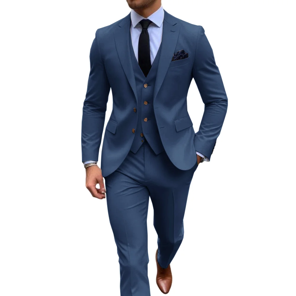 Men's Stylish Khaik 3 Piece Su - Men Formal Wear Shop ulasan dan harga