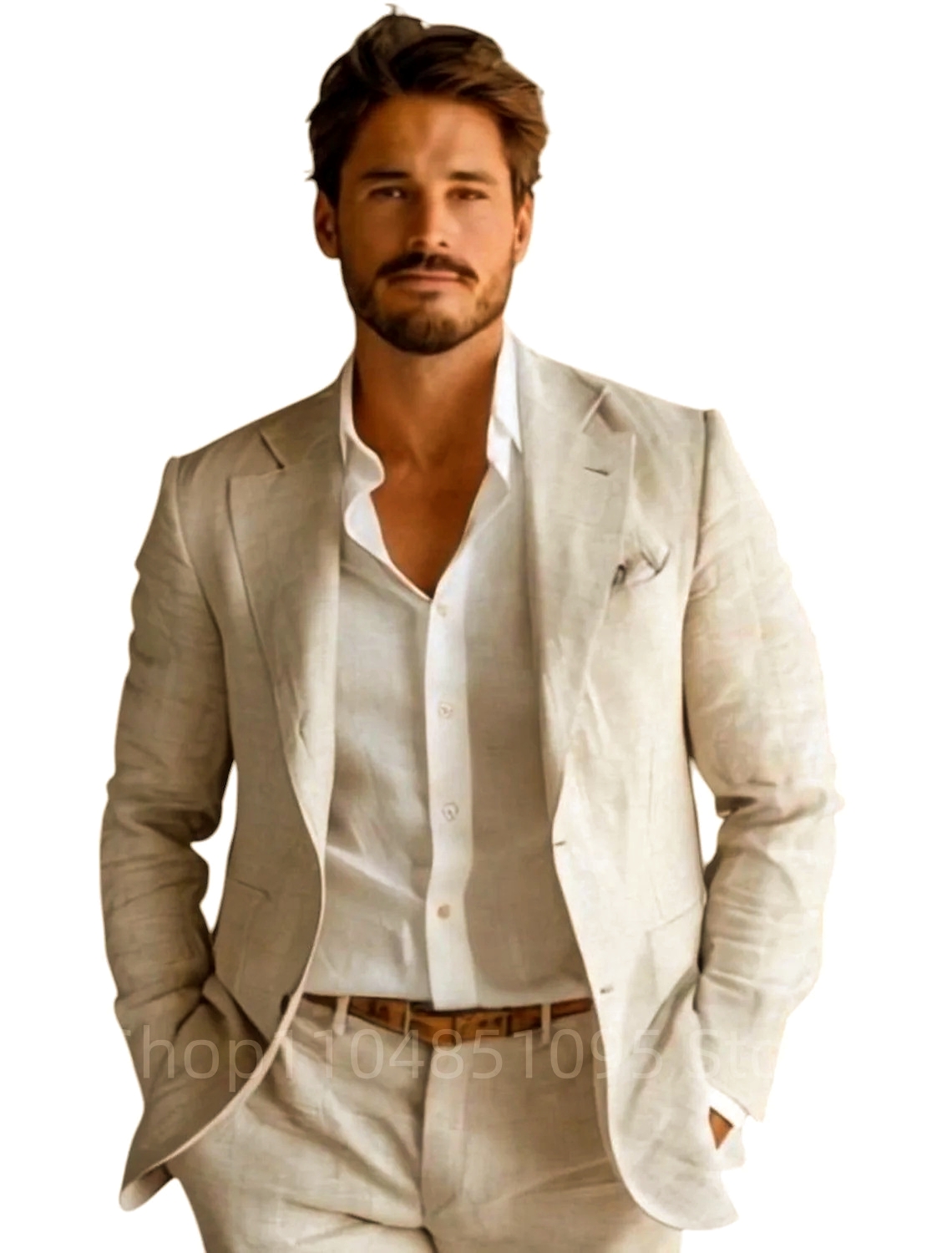 Blue Slim Fit Men's Linen Blaz - Men Formal Wear With Coat ulasan dan harga