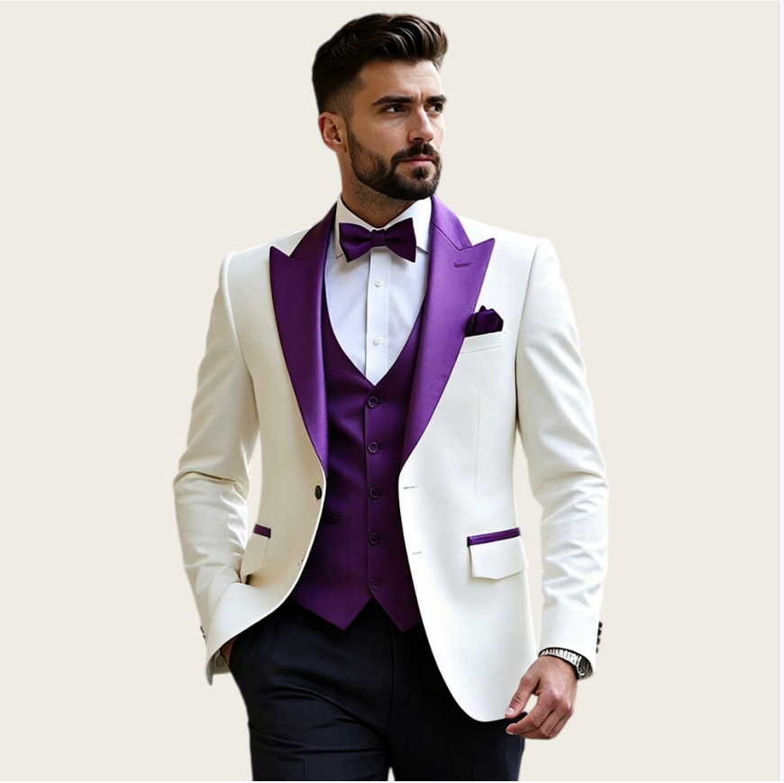 White Men‘s Suits 3 Pieces Sli - Formal Men Party Wear Jacket ulasan dan harga