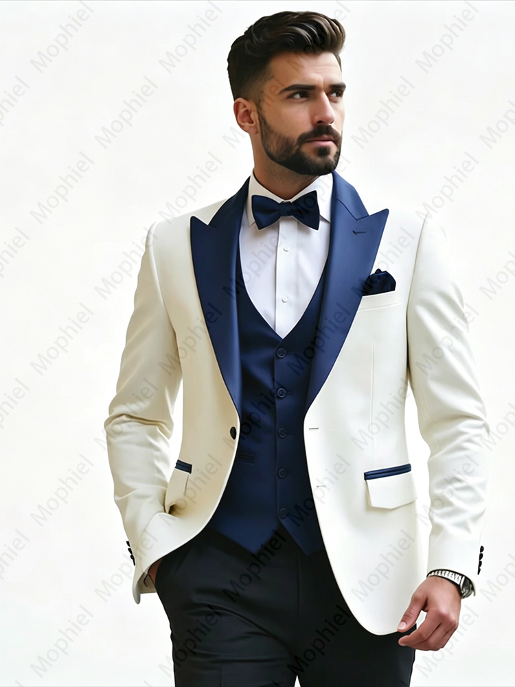 White Men‘s Suits 3 Pieces Sli - Formal Men Party Wear Jacket ulasan dan harga