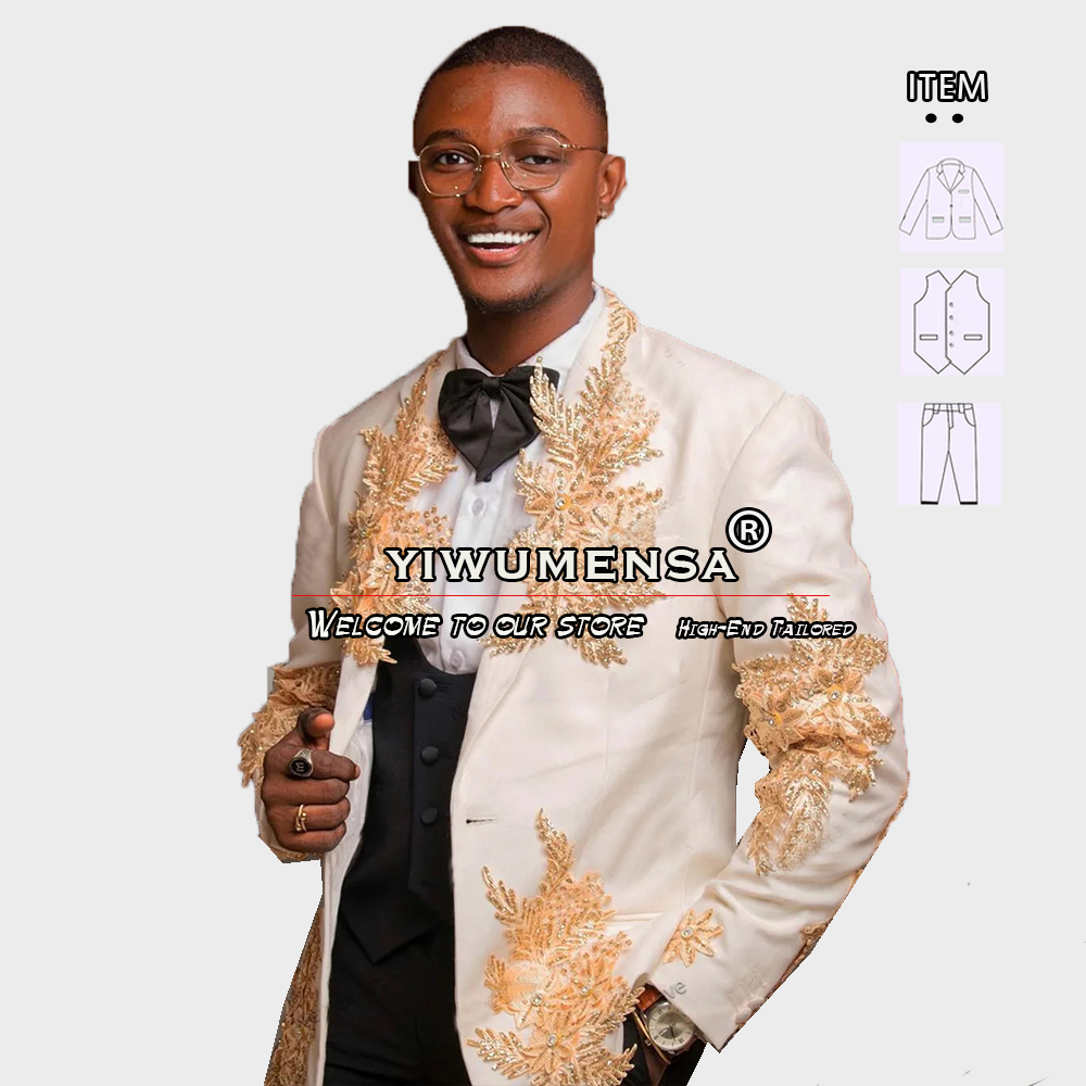 Customized 3 Pieces Suits Men  - Formal Men Party Wear Jacket ulasan dan harga