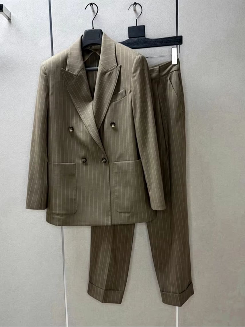 Elegant Pinstriped Trouser Sui - Wool Suit Jacket ulasan dan harga