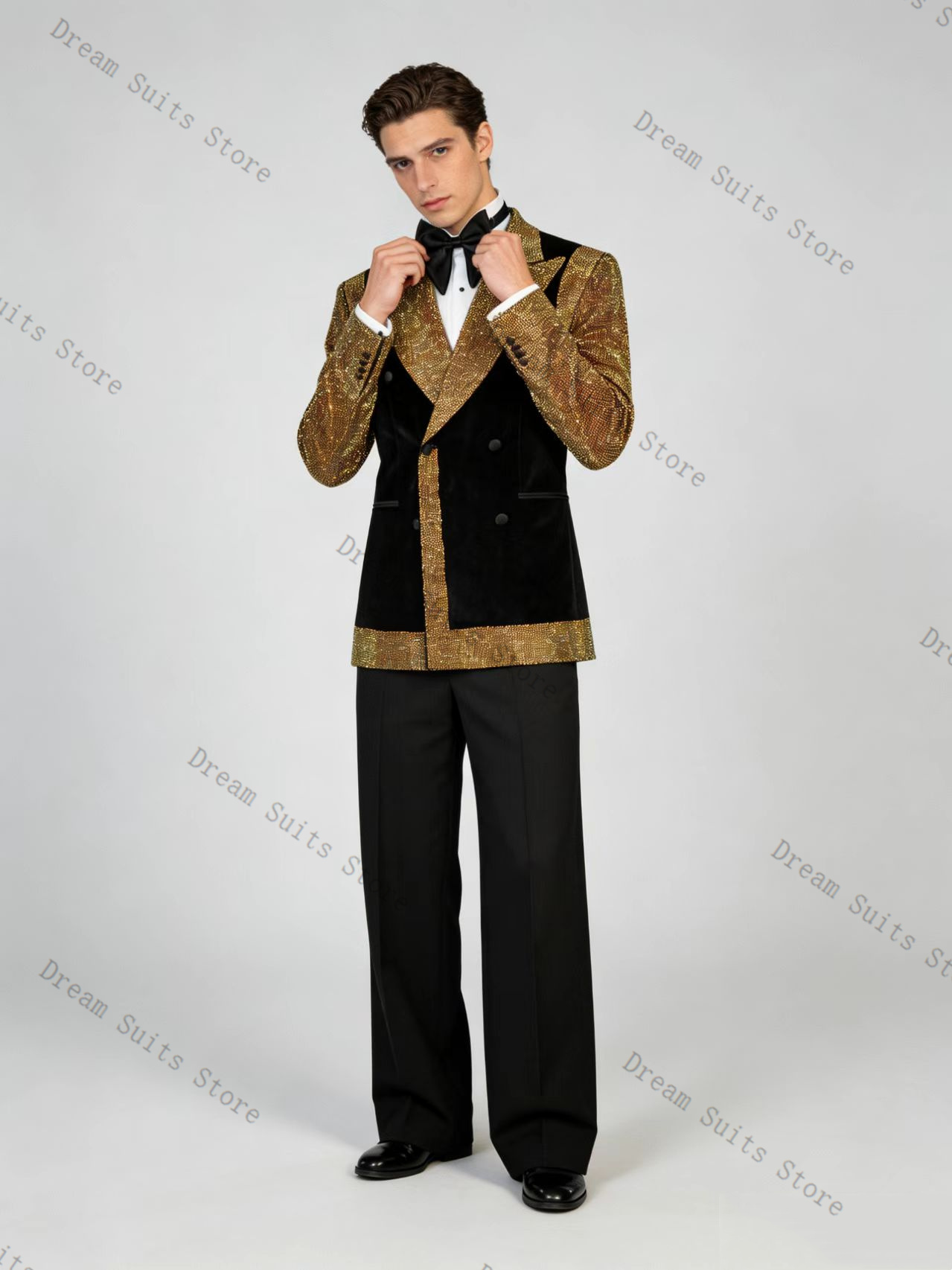 Golden Crystals Men Suit Set 2 - Men Formal Wear With Coat ulasan dan harga