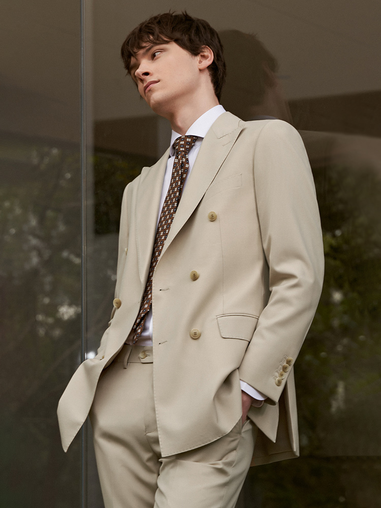 30% Wool Men Suits Set Blazer  - Khaki Formal Wear Men ulasan dan harga